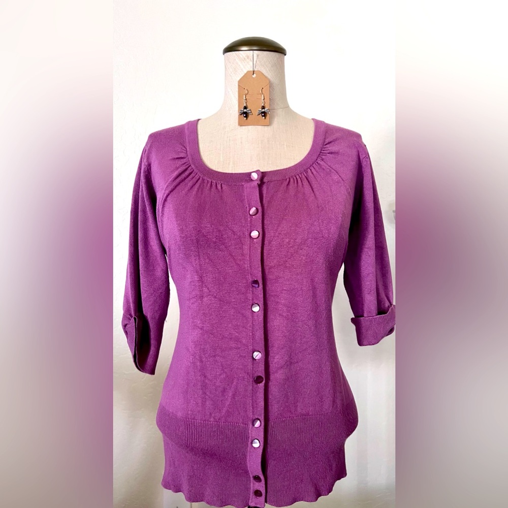Gently used cardi, Maurices, XL, mauvey purple in color!